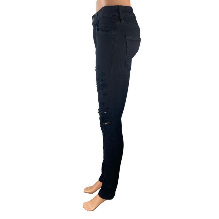 Agolde Women's Black High Waisted Distressed Y2k Skinny Denim Jeans Size 27