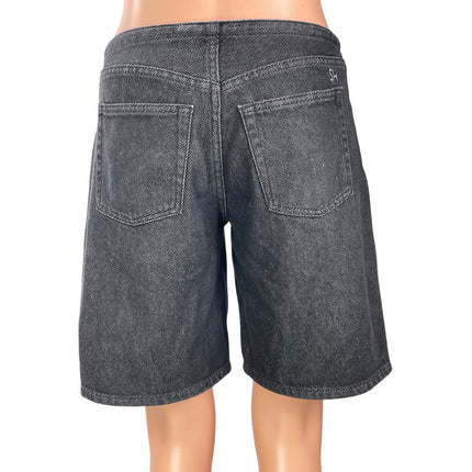 Still Here Women's Black Drawstring High Rise Bermuda Denim Jean Shorts Size S