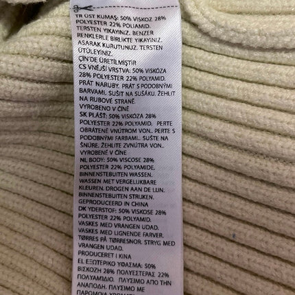 NA-KD Women's Yellow Ribbed Knit Collared Balloon Long Sleeve Sweater Top Size S