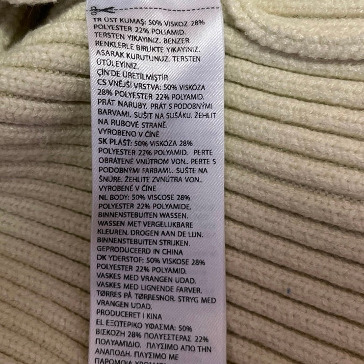 NA-KD Women's Yellow Ribbed Knit Collared Balloon Long Sleeve Sweater Top Size S