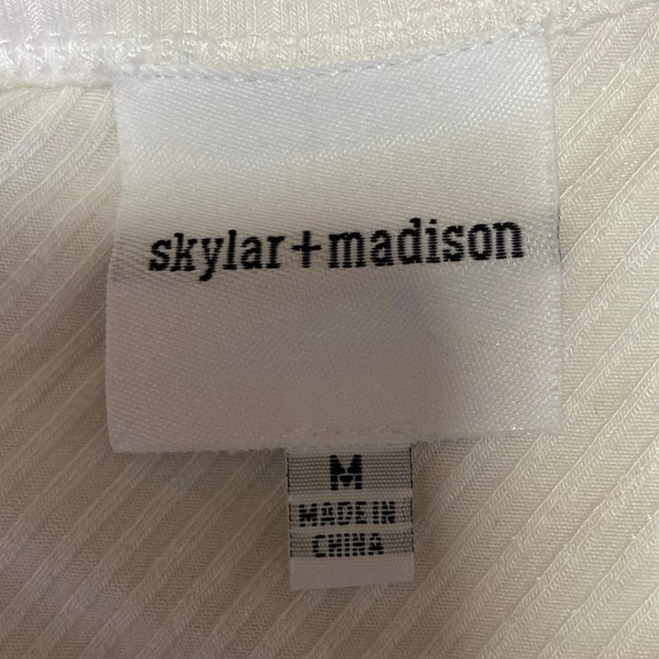 Skylar + Madison One Shoulder Ribbed Knit Stretch Plain Tank Crop Top Size M