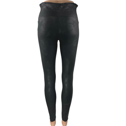 Spanx Women's Black Faux Leather Vegan Stretch Skinny Leggings Pants Size L