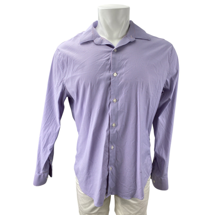 Bonobos Men's Purple Gingham Check Long Sleeve Button Down Shirt Top Size L