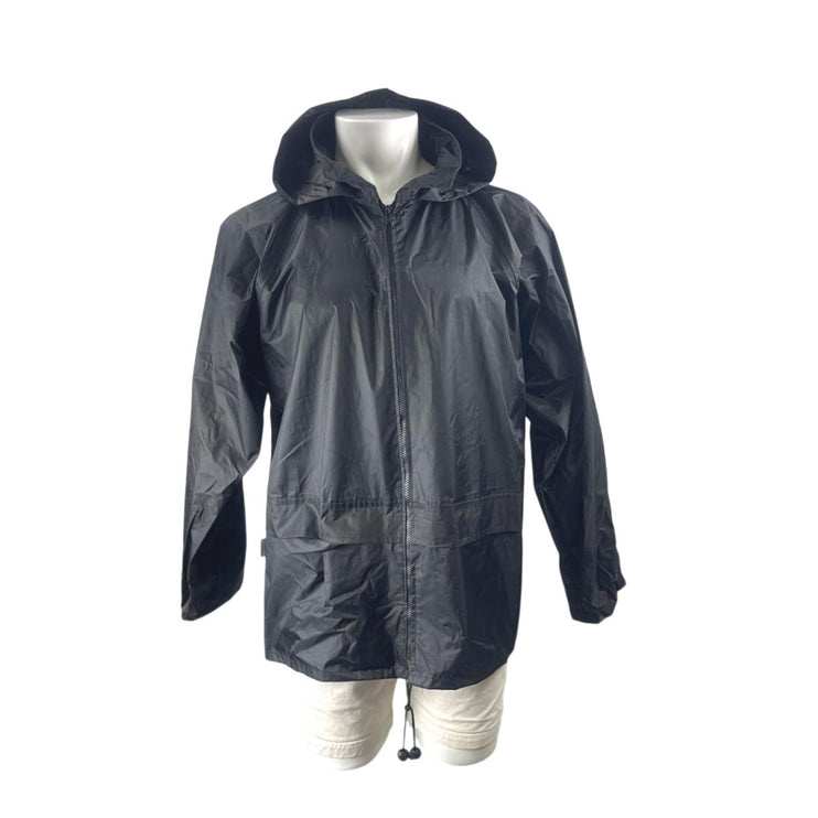PortWest Men's Black Hoodie Hooded Waterproof Workwear Rain Coat Jacket Size L