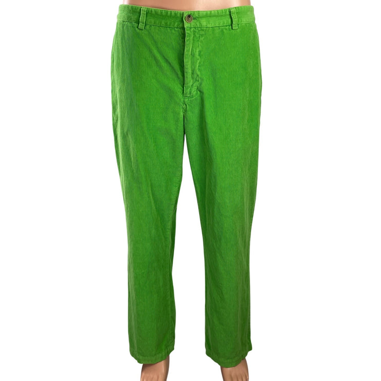 Vineyard Vines Green Corduroy High Waisted Straight Leg Trousers Pants Sz 34x30