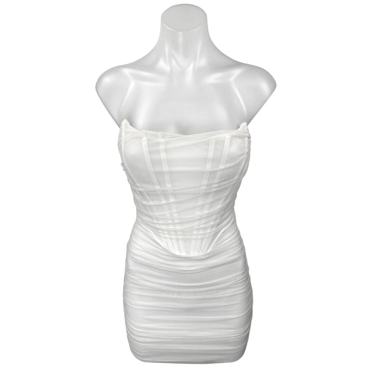 Superdown White Strapless Sleeveless Corset Bustier Bodycon Mini Dress Size XS