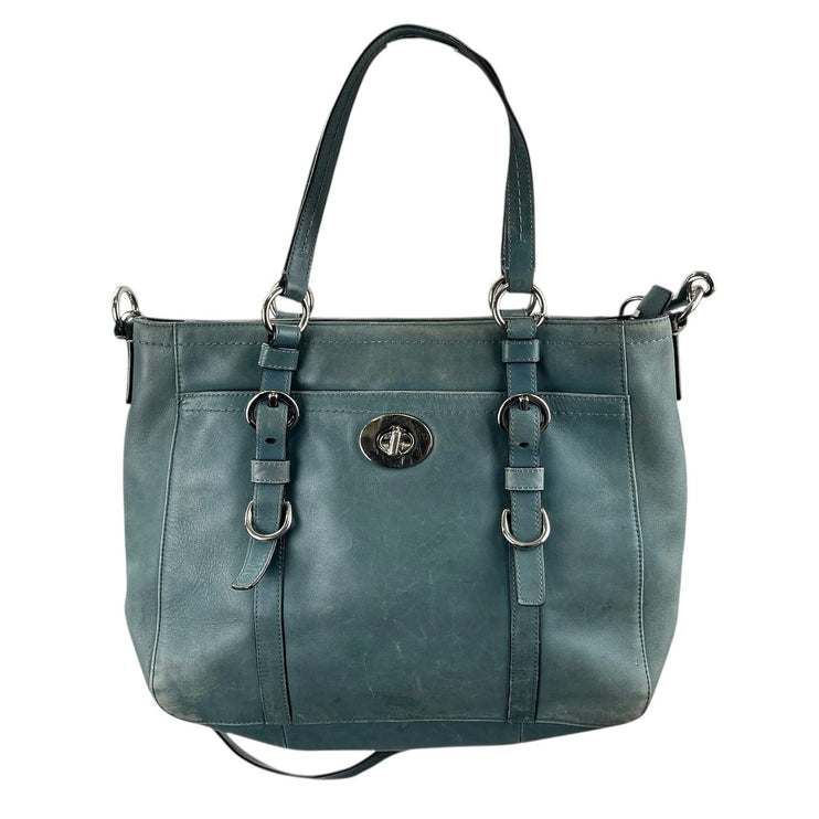 Coach Chelsea Teal Blue 100% Leather Crossbody Zipper Satchel Bag Handbag OS