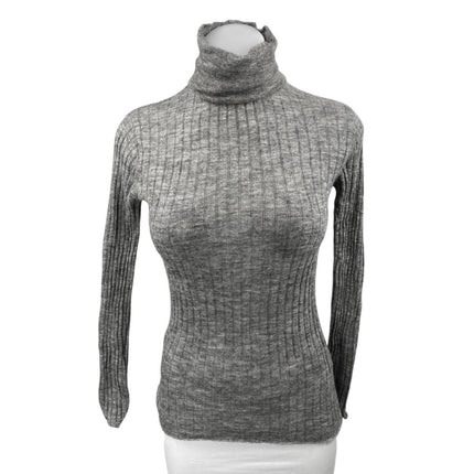 Zara Women's Gray Wool Long Sleeve Ribbed Knit Turtleneck Sweater Top Size S