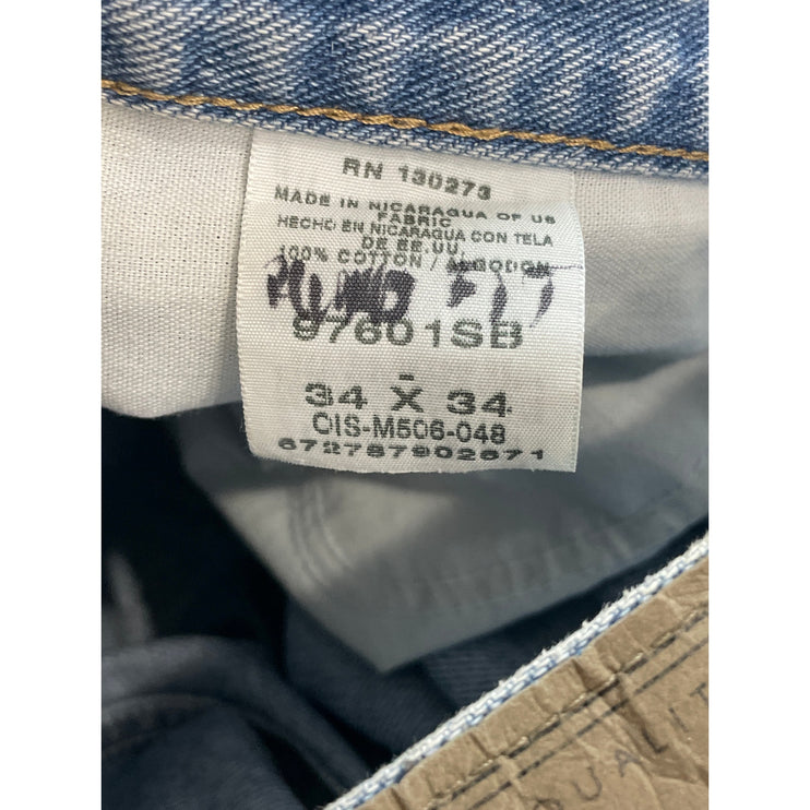 Wrangler Women's Blue High Rise Baggy Relaxed Straight Leg Denim Jeans 34x34