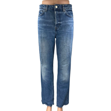 Reformation Women's Blue Straight Leg Frayed High Waist Denim Jeans Pants Sz 26