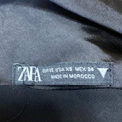 Zara Black Sleeveless Silk Satin Cowl Neck Cross Cami Tank Mini Slip Dress XS