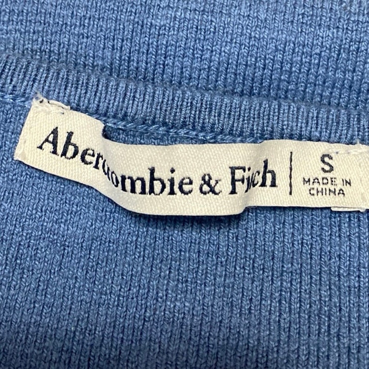 Abercrombie & Fitch Blue Ribbed Knit Long Sleeve Bustier Sweater Top Size S