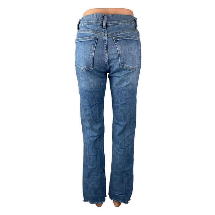 DL1961 Women's Blue Raw Frayed Hem High Rise Loose Straight Denim Jeans Pants 26