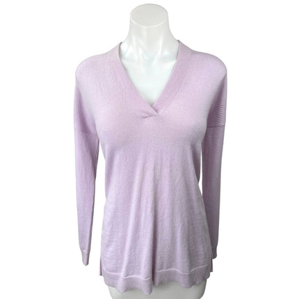 Vince Women's Purple 100% Cashmere V Neck Long Sleeve Pullover Sweater Top Sz XS