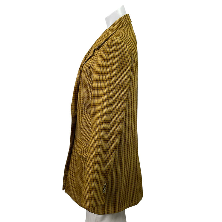 Aritzia Little Moon Caluna Womens Yellow Brown Plaid Check Blazer Coat Jacket M