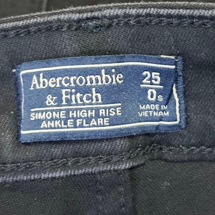 Abercrombie & Fitch Simone Women's Black High Rise Ankle Flare Denim Jeans Sz 25