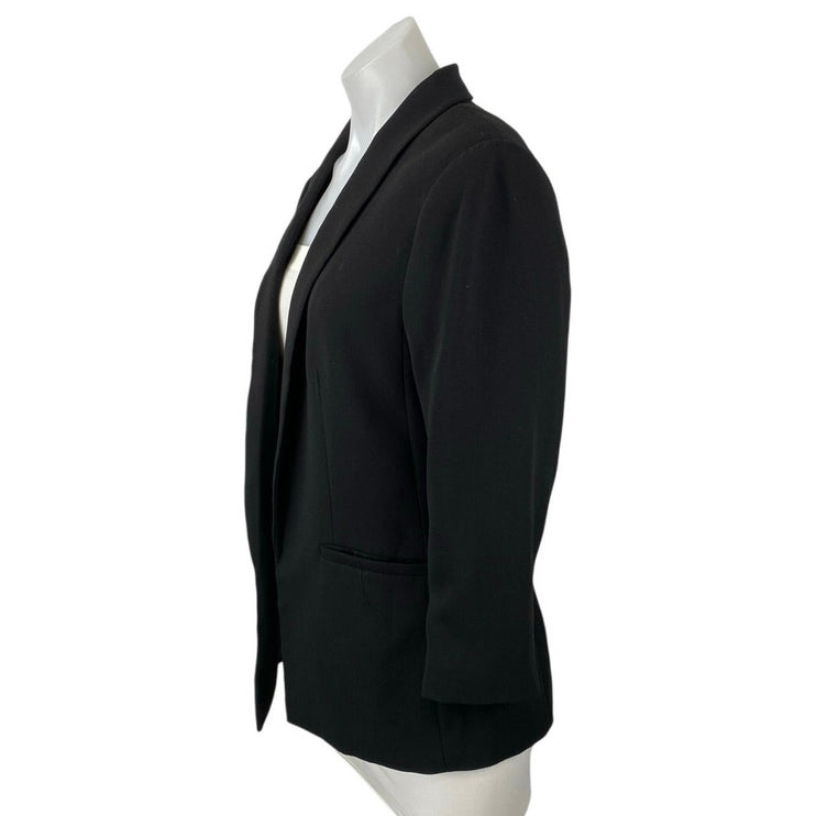 H&M Women's Black Open Front Collared Long Sleeve Blazer Coat Jacket Size 12