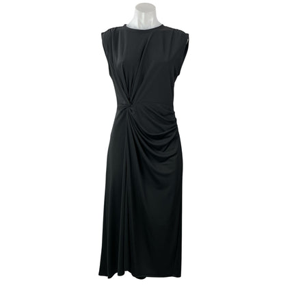 Banana Republic Black Short Cap Sleeve Twist Front A Line Midi Dress Size S