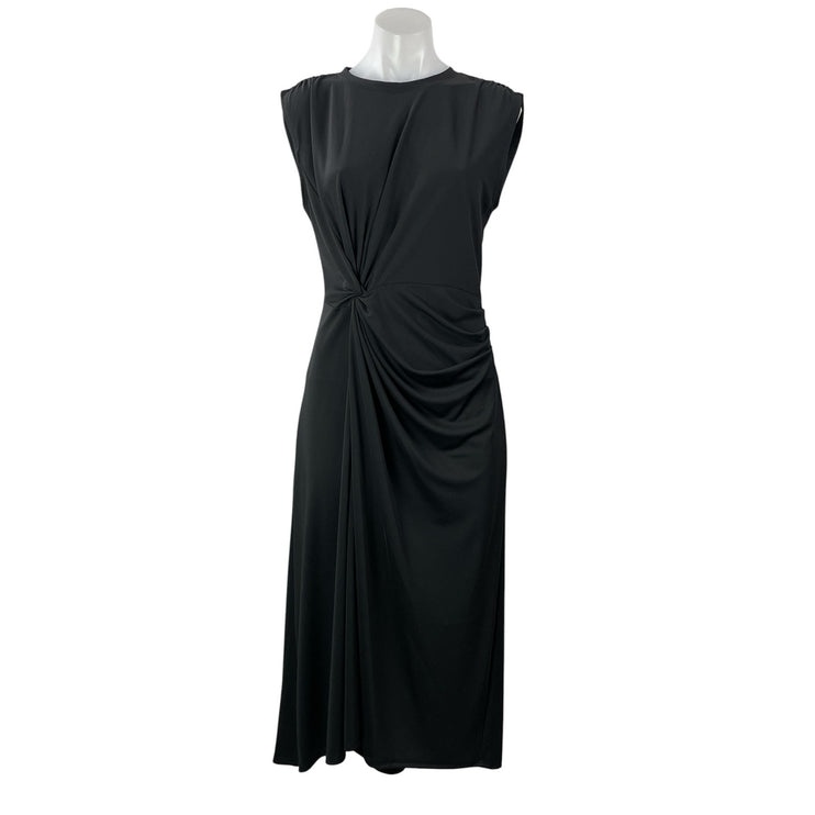 Banana Republic Black Short Cap Sleeve Twist Front A Line Midi Dress Size S