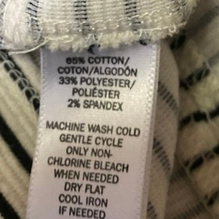 Ann Taylor Loft White Black Striped Short Sleeve Zipper Blouse Shirt Top Size XS