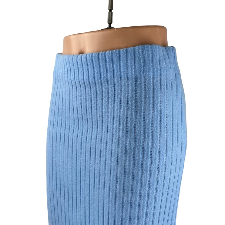 Out from Under Bounce Plush Suki Blue Ribbed Slit Maxi Straight Pencil Skirt S