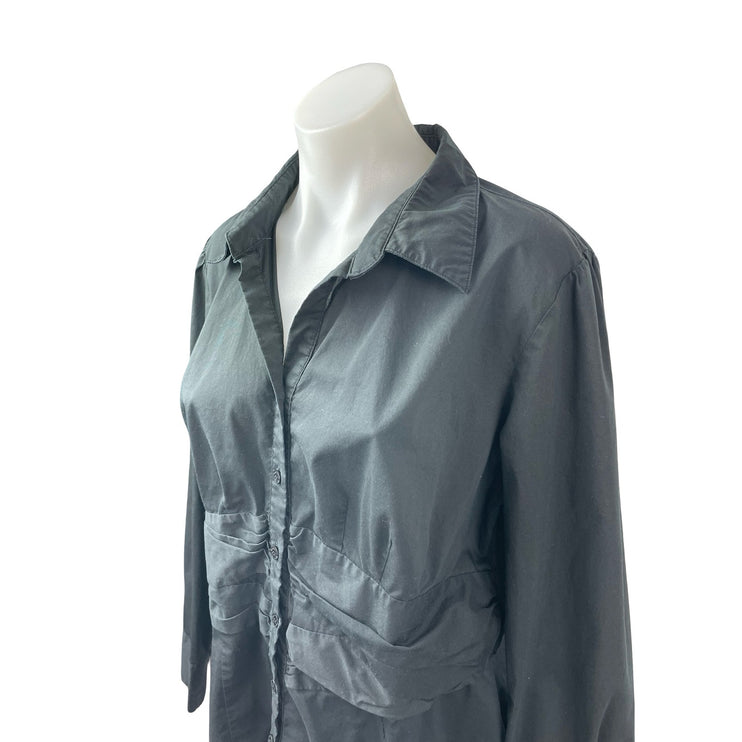 Worthington Women's Collared Long Sleeve Pleated Button-Down Shirt Blouse Top XL
