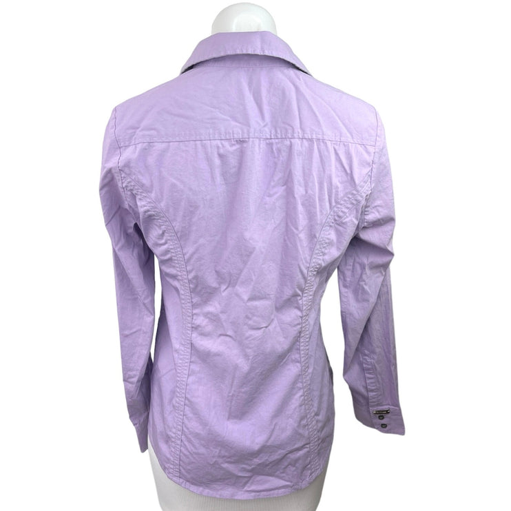 Express Purple Collared Cotton Casual Long Sleeve Button Down Shirt Top Size M