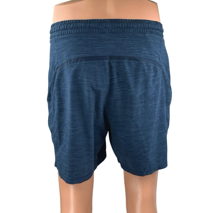 Lululemon Pace Breaker Mens Blue Elastic Waist Training Fitness Gym Shorts Sz 26