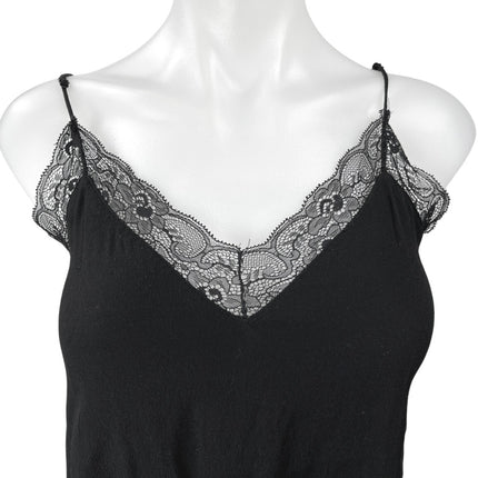 Aritzia Wilfred Free Black Floral Lace Trim Sleeveless Cami Crop Tank Top Size S