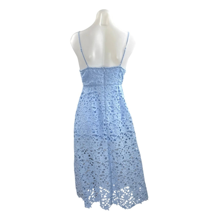 ASTR The Label Illusion Women's Blue Lace Midi Cami Tank Flare A-Line Dress Sz S