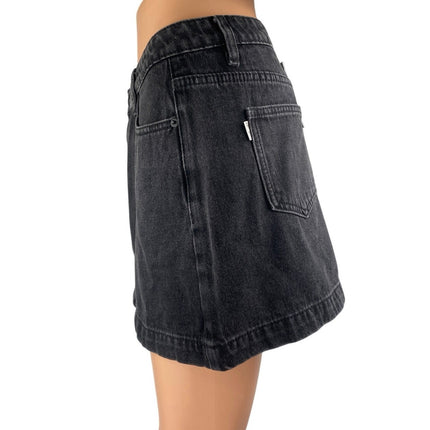 NEW Princess Polly Women Black High Waisted A Line Mini Denim Jean Skirt Size 8