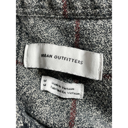 Urban Outfitters Men's Gray Plaid Knit Long Sleeve Button Down Shirt Top Size M