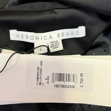 NEW Veronica Beard Miller Dickey Black Satin Double Breasted Blazer Jacket Sz 8