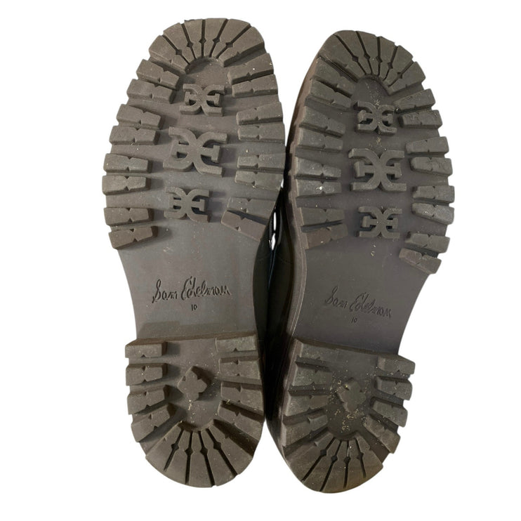 Sam Edelman Laurs Women's Green Leather Round Toe Slip On Loafers Shoes Size 10