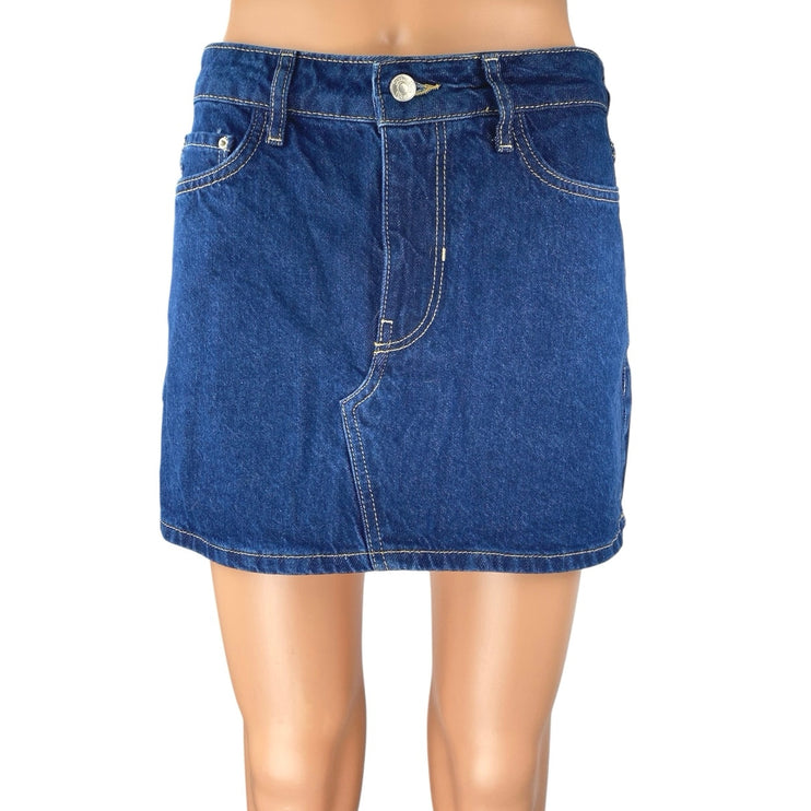 Zara Women's Blue Mid Waist Straight Casual Cotton Mini Denim Jean Skirt Size XS