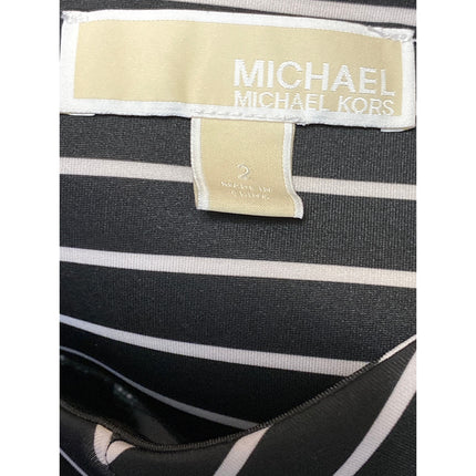Michael Kors Womens Black Striped Sleeveless Back Zip Mini Pencil Sheath Dress 2