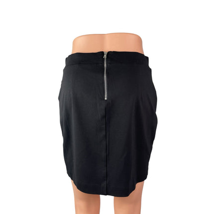 Bebe Women's Black High Rise Asymmetrical Straight Pencil Wrap Tulip Skirt Sz M