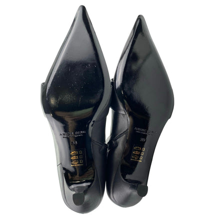 Anine Bing Zoe Women's Black Leather Buckle Pointed Toe Zip Up Ankle Boots 7.5