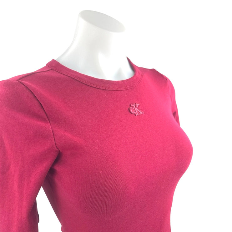 Calvin Klein Jeans Women's Red Short Sleeve Logo T Shirt Bodycon Midi Dress XS