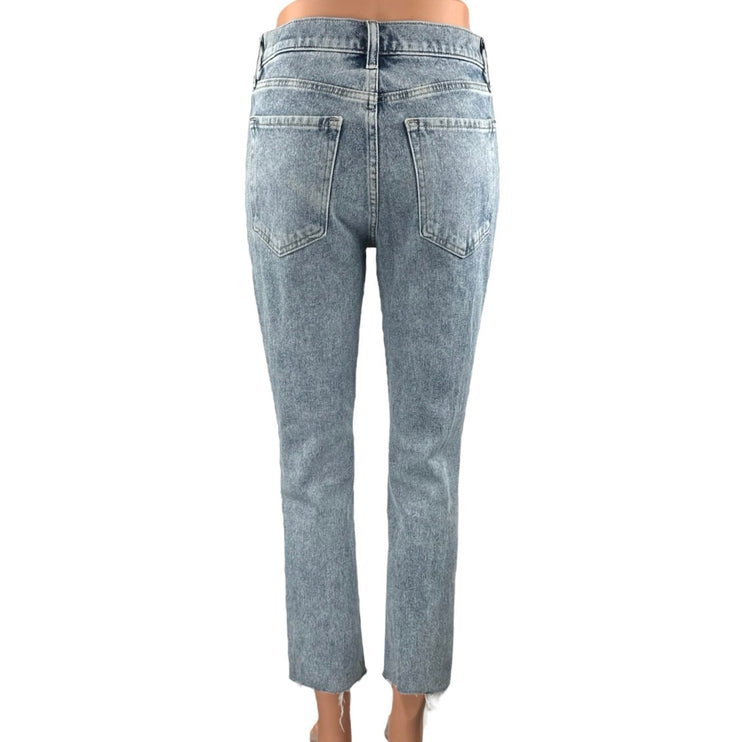 Banana Republic Women's Blue Light Wash Distressed Slim Straight Denim Jeans 26