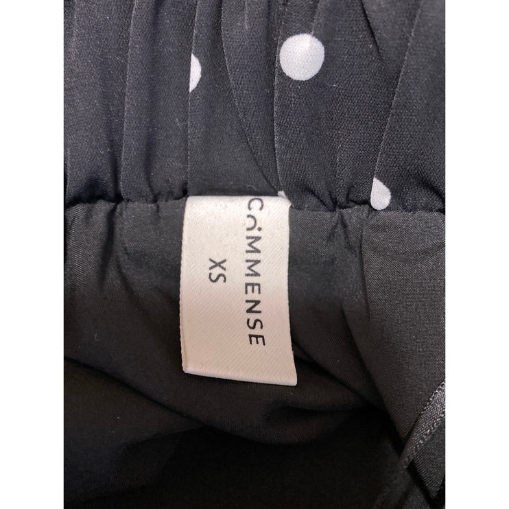 Commense Black Polka Dots High Waist Pull On A Line Tiered Midi Skirt Size XS