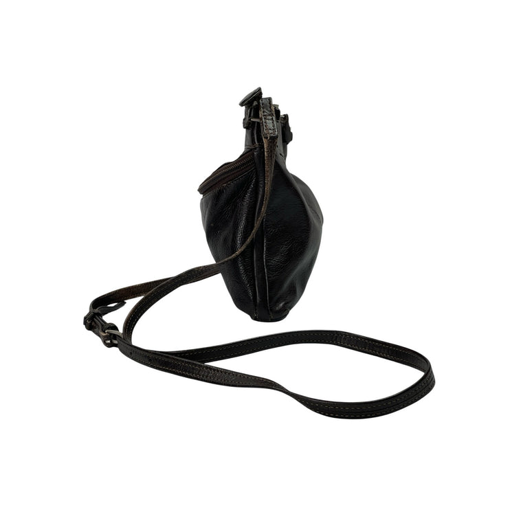 ILI New York Brown Leather Zipper Adjustable Strap Crossbody Messenger Bag