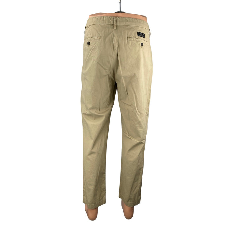 Banana Republic Men's Tan Beige Straight Leg Chino Khaki Trousers Pants Size 35