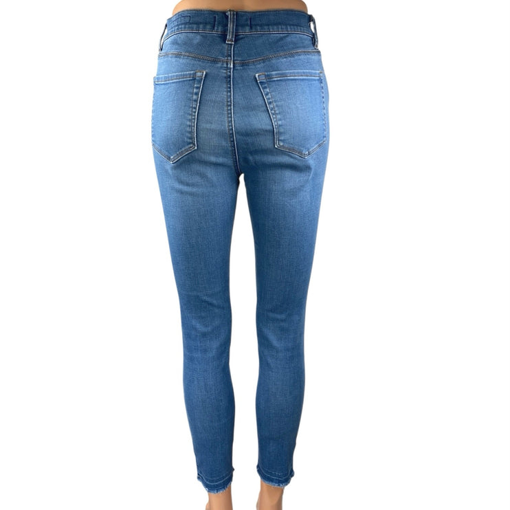 Pacsun Blue Skinny Leg Super High rise Raw Hem Ankle Denim Jeans Pants Size 25
