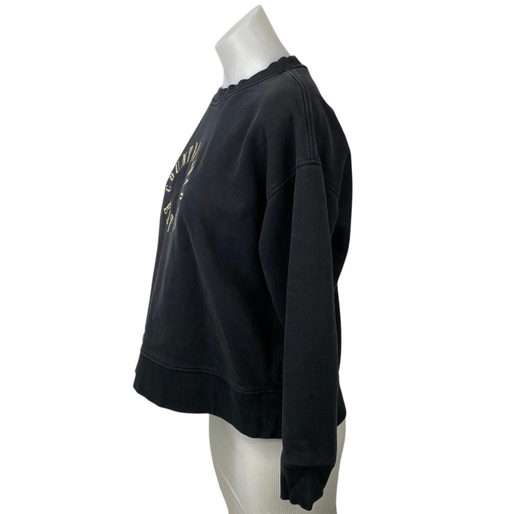 Country Road Women's Black Logo Long Sleeve Crew Neck Sweatshirt Top Size S