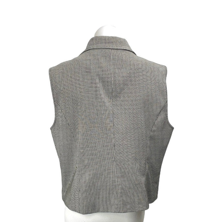 Vince Camuto Women's Black White Sleeveless Collared Zip Up Vest Jacket Size XL