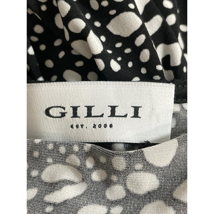 Gilli Black White Polka Dots Long Sleeve V Neck Tie Waist Romper Shorts Size S