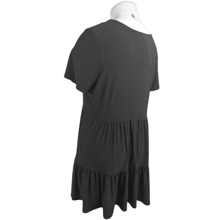 Nicole Miller Women's Black Short Sleeve T Shirt Tiered Mini Dress Size XL