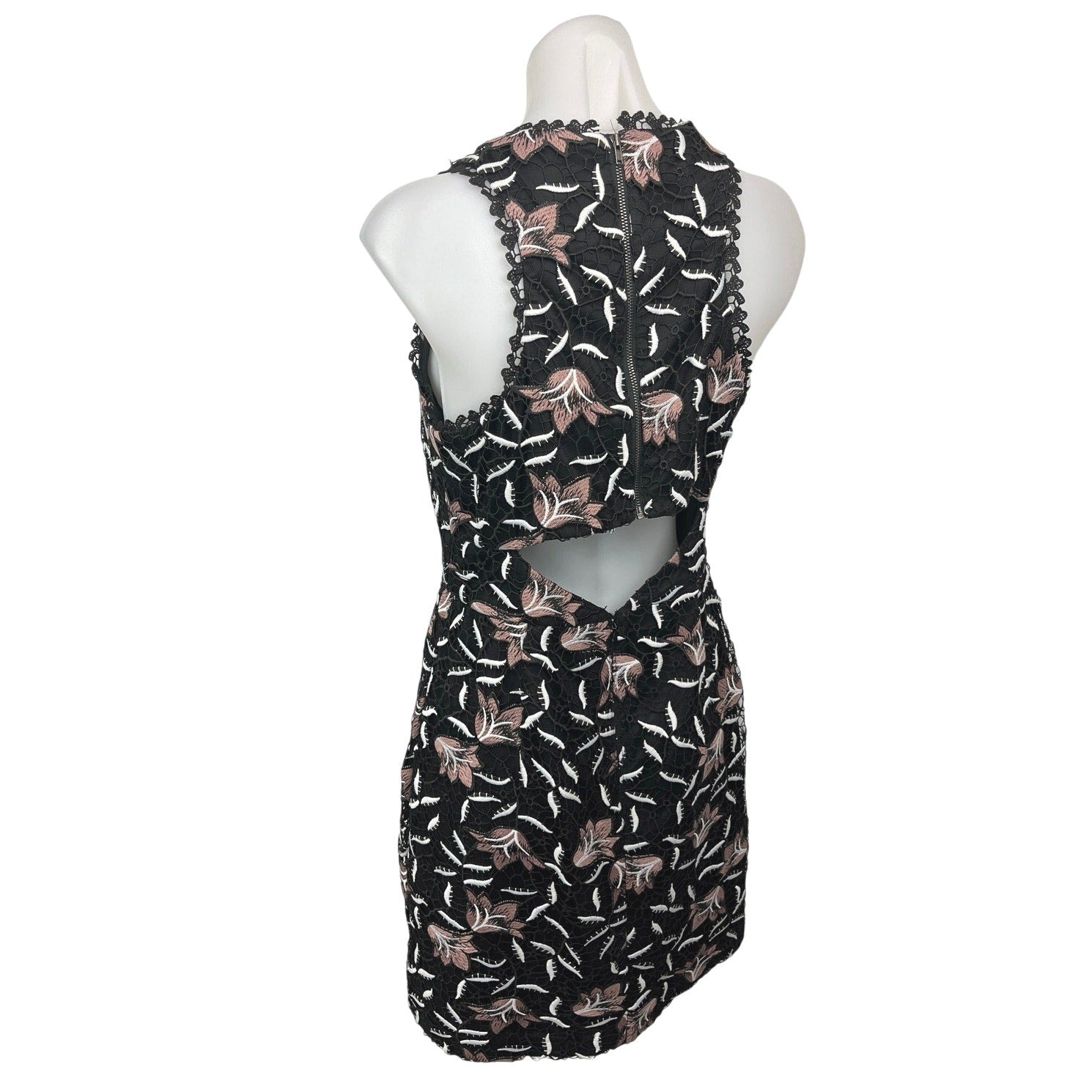 Aidan Mattox Black Floral Lace Embroidered Open Back Sleeveless Bodyco Brie Aidan Mattox Black Floral Lace Embroidered Open Back Sleeveless Bodyco Brie
