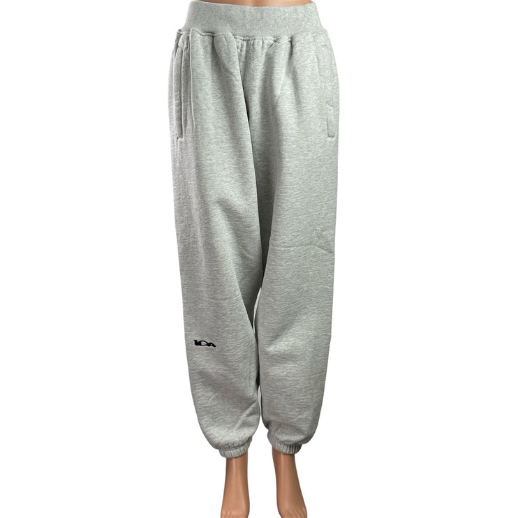 IDA Supply Womens Gray Fleece Logo Tapered Leg Lounge Jogger Sweat Pants Size L